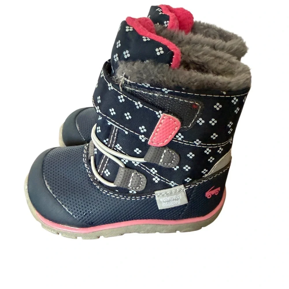 See Kai Run Navy and Pink Winter Boots-Size 5